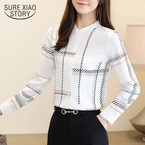 2021 Office Lady Striped Print Cardigan Blouse Women Long-Sleeve Chiffon Shirt Women Autumn O Neck Ladies Clothing Blusas 10875