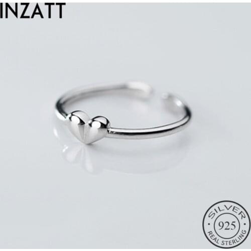 INZATT Real 925% Sterling Silver Minimalist Heart Ring For Fashion Women Birthday Party Fine Jewelry cute Accessories Gift