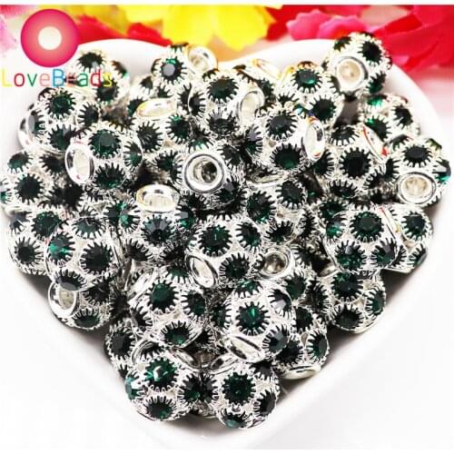 10Pcs Color Crystal Round Glass Ball Rondelle Beads European Loose Spacer Beads Fit DIY Pandora Charms Bracelet Necklace Jewelry