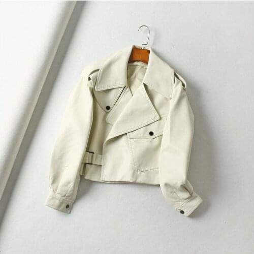 2020 High Quality New Women Black Red White Faux Leather Jackets Autumn Winter Basic Coat Female Biker PU Leather Jacket