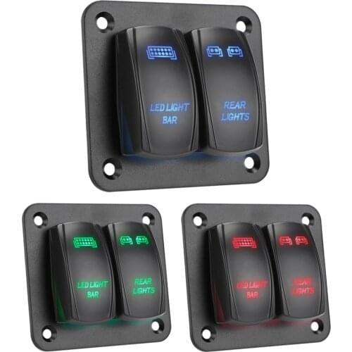 5 Pin ON/Off Toggle With LED Light 2 Gang Rocker Switch Panel Wiring Harness Switch Control Panel Interior Parts For Car ATV UTV
