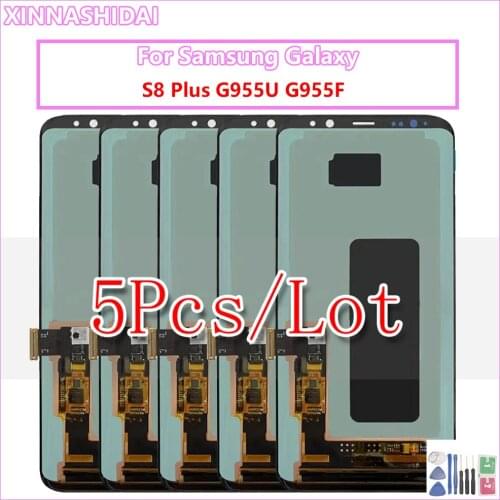 5PCS/AMOLED S8 LCD with frame for SAMSUNG Galaxy S8 G950 G950F Display S8 Plus G955 G955F Touch Screen Digitizer