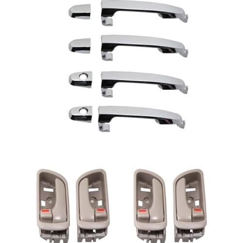 8PCS CHROME OUT AND INTERIOR DOOR HANDLE FOR TOYOTA CAMRY 2002 2003 2004 2005 2006 RH:69205-AA030-B0 LH:69206-AA030-B0