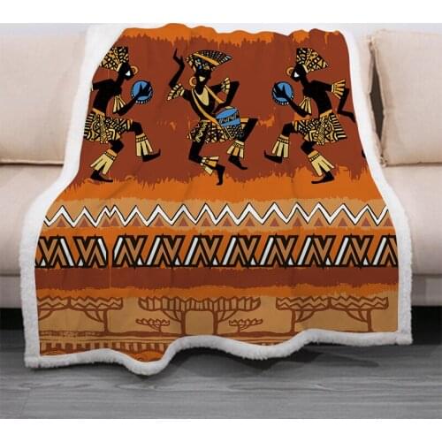 African Woman Funny Character Blanket 3D Print Sherpa Blanket on Bed Home Textiles Dreamlike Style 02