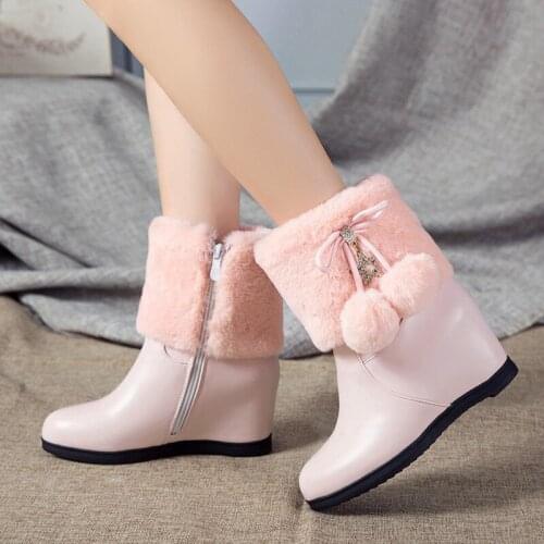 AIWEIYi Woman Ankle Boots Soft PU Leather Round toe Sweet Style Black Booties Cute Ankle Boots Comfort Ladies Shoes Botas Mujer