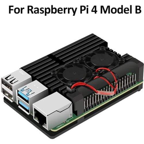 Aokin Raspberry Pi 4 4b Case Aluminum with Dual Cooling Fan Heat Sink Metal Shell Enclosure for Raspberry Pi 4 Model B Case