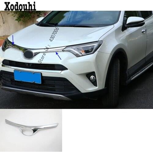 Car ABS Chrome front engine racing grill Machine grille upper hood trim panel lamp For Toyota RAV4 2016 2017 2018