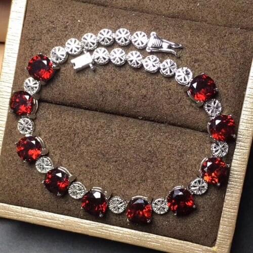 Natural red garnet Bracelet Natural gemstone Elegant Luxurious Magical Stars Bracelet S925 bracelet women wedding fine Jewelery