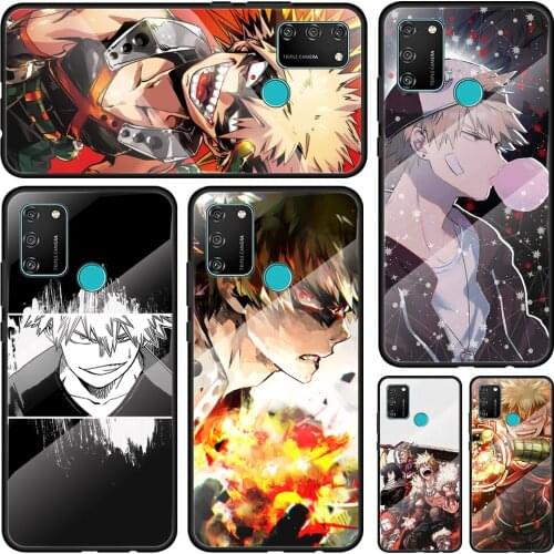 Academia Katsuki My Hero Tempered Glass Cover For Honor 30 20 10 9X 8X Lite Pro Plus Silicone Phone Case Coque Shell
