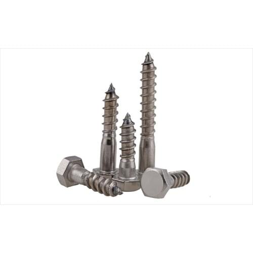 DIN571 304 stainless steel self-tapping screws external Hex M6 M8 M10 lengthened wood screws