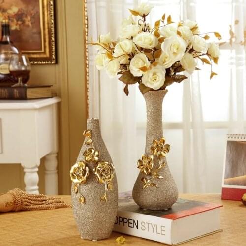 Europe Gilt Frosted Porcelain Vase Vintage Advanced Ceramic Flower Vase For Room Study Hallway Home Wedding Decor