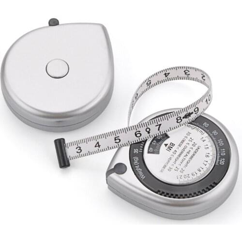 Body Mass Measuring Tape Measure 150cm BMI Calculator - Fitness Weight Loss Muscle Fat Test - Push-Button Retract