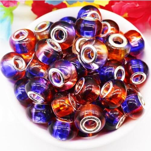 10Pcs Lot New Colorful Murano Big Hole European Spacer Beads Charms Fit Original Pandora Bracelet Hair Beads for Jewelry Making