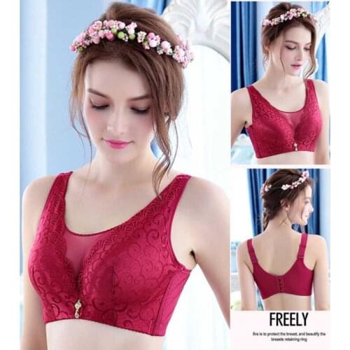 Lace Bra For Woman Wireless Bralette Deep V Push Up Cotton Breast Cover Sexy Lingerie Women Underwire Gathered Lace Bra