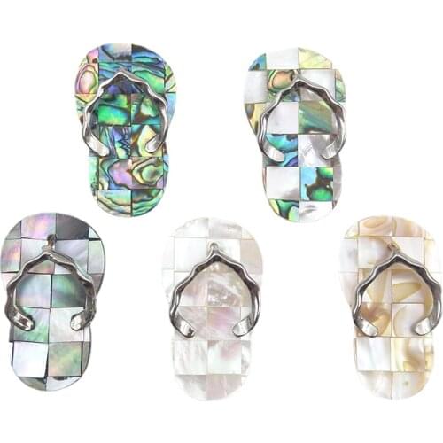 Cute Little Slippers Shape Abalone Shell Pendants Shell With Silver Jewelry Decoratoins Pendants Finding For Necklace Making