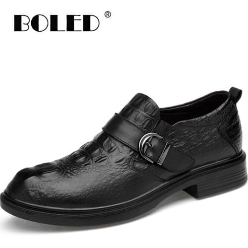 Top quality genuine leather men shoes comfortable crocodile shoes mens flats dress shoes business oxfords Dropshipping