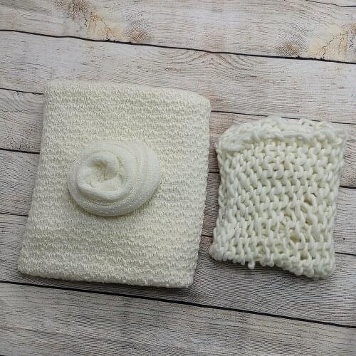 Clearance A Set 150*100cm Thick Bobble Fabric Backdrop+50*40cm 100% wool blanket+Stretch Knit Wrap for Baby Photography Prop