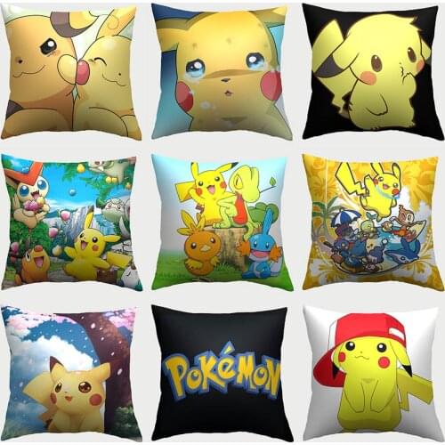 Pokemon Hug Pillowcase Printing Cute Pikachu Sofa Car Decoration Bedding Pillow Short Plush Washable Non-fading Hug Pillowcase