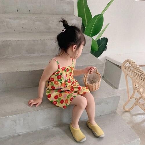 New Summer Kids Girl Princess Beach Party Dresses Lovely Casual Cotton Floral Sweet Sleeveless Pajamas Sundress
