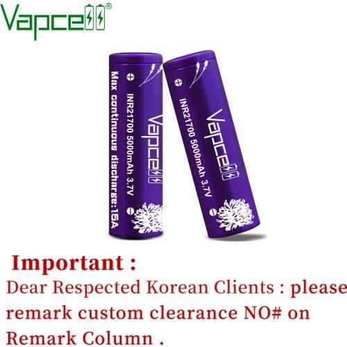 2pcs/lot free shipping Vapcell Original INR21700 5000mAh 15A 3.7V battery rewrap tesla 21700 rechargeable li ion batteries