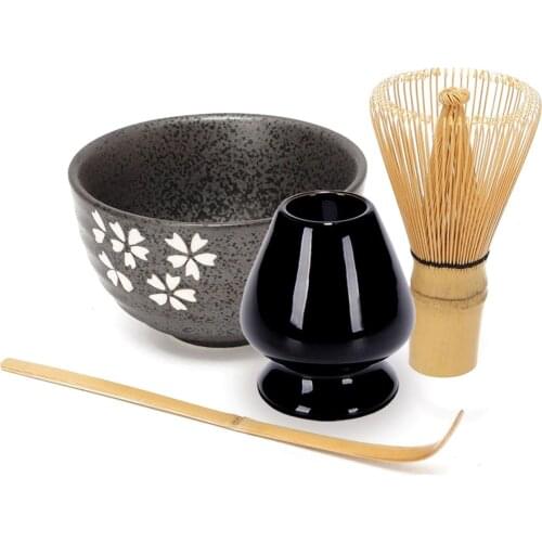 Complete Matcha Tea Kit - Japanese Natural Bamboo Matcha Whisk Chasen Scoop Matcha Bowl - Whisk Holder Ceremony Matcha Tea Sets