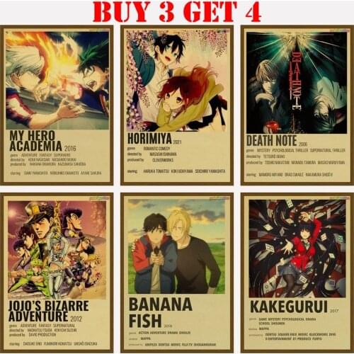 Polaroid Movie Poster Attack On Titan JoJo' Bizarre Adventure JOJO For Room Cofe Movie Anime Wall Retro Vintage Poster