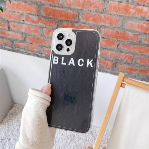 Retro Korean fashion clear Black cardboard Phone Case For iPhone 11 12 Pro Max Xs Max XR Xs 7 8 Plus 7Plus case Cute Soft Cover