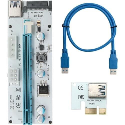 VER008S PCI-E Riser Card 4Pin SATA 6PIN PCI Express Power Adapter Extender 1X To 16X 60cm 008 008s USB 3.0 Cable