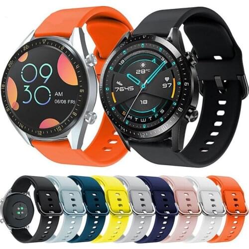 20mm 22mm Silicone Watch Strap for Huawei Watch 3 Pro GT 2 GT2e Honor Magic 2 Wrist Band for Samsung Galaxy Watch Active 2