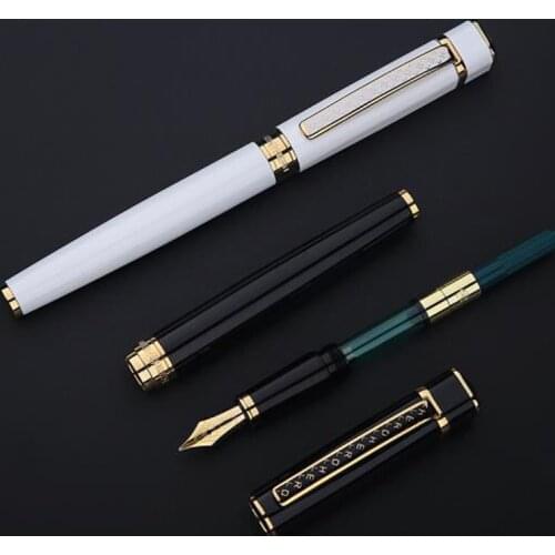 Hero 979 Square Cap Metal Fountain Pen Golden Plates Clip Iridium Fine Nib 0.5mm Elegant Writing Ink Pen For Office School