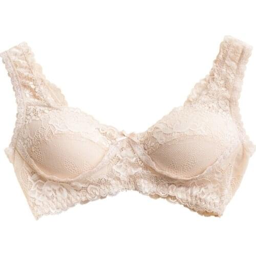 Removable Chest Cushion Nature Silk Lace Bra Womens Underwear Wireless Real Silk Ultra Thin Brassiere