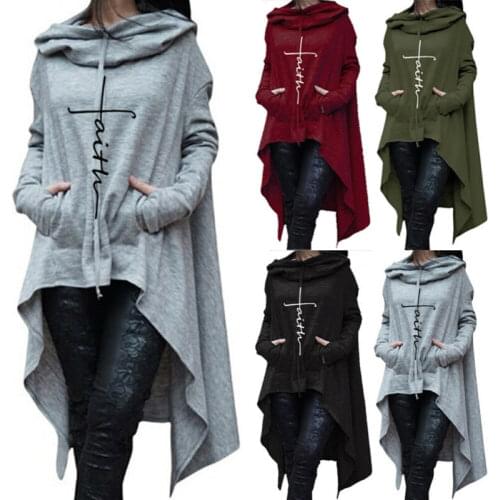 Plus Size Irregular Hoodies Sweatshirt Women Solid Fashion Hooded Sweatshirt For Women Loose Mantle Hooded Pullover Outwear Coat