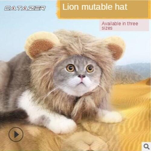 Funny Pet Hat for Small Dogs Cats Hat Emulation Lion Hair Mane Ears Head Cap Scarf Pet Halloween Festival Costume S-L 30