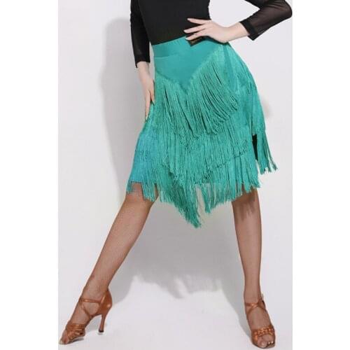 Fashion Practice Latin Dance Skirts Women Sexy Split Three-Layer Tassel Skirt Female Adult Ballroom Cha Cha Dancing Wear DL5518
