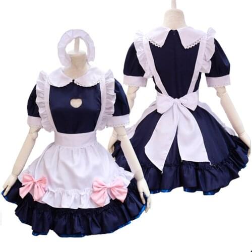 Blue Lolita Maid Dress Costumes Cosplay Cute Suit for Girls Woman Waitress Maid Party Stage Costumes