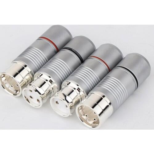 4Pcs Pure Copper silver Plated XLR jack, balanced plugs, Connector Plug