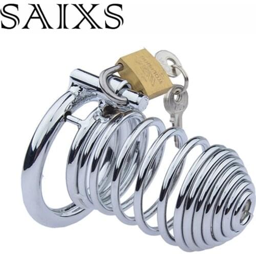 New Male chastity Cock cage Penis Lock Cock Ring Chastity Device Slave bandage sex toys for men Drop shipping
