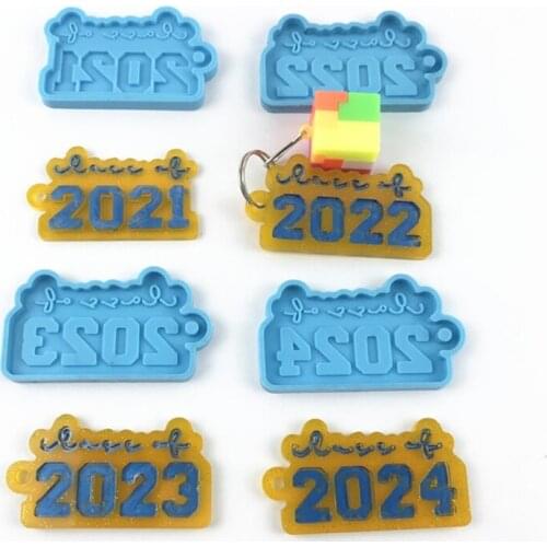 2021/2022/2023/2024 Keychain Epoxy Resin Mold Pendant Casting Silicone Mould DIY Crafts Jewelry Home Decorations Casting
