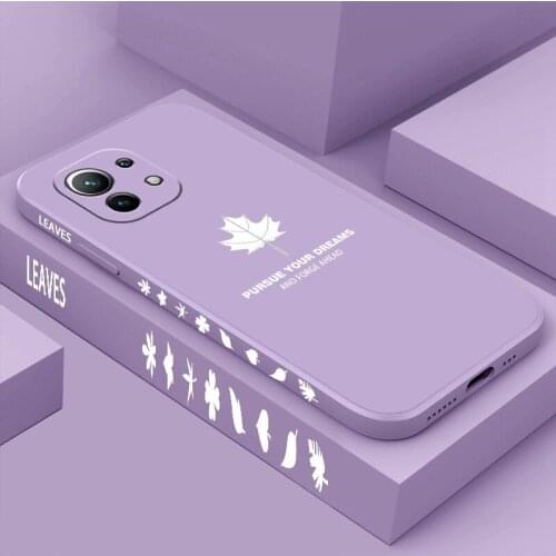 Leaf Liquid Silicone Square Soft Phone Case For Xiaomi Mi POCO X2 F2 F3 M3 Mi10T 10T Pro 11 Ultra 8 Lite Mi9T 10S XiaoMi8 Cover