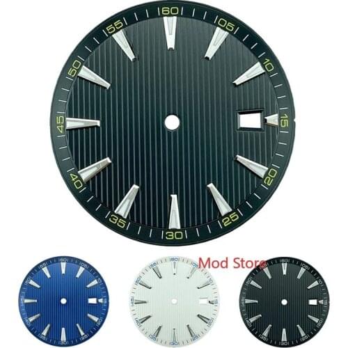 NEW Black/Blue/White/Black Yellow 33.2mm Sterile Watch Dial Parts For NH35 NH36 Mov't Splint Vertical Stripes Wristwatch Plate