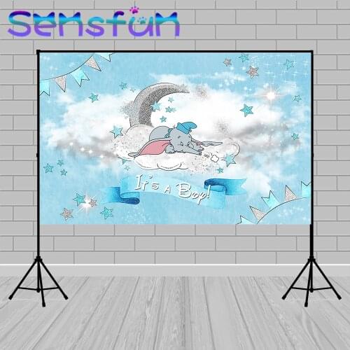 Photography Background Moon Star Elephant Baby Shower 1st Birthday Party Backdrop for Photo Studio Custom Photocall