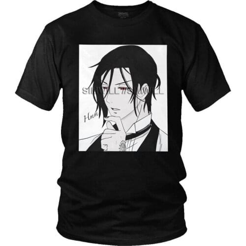 Mens Anime Manga Black Butler T Shirts Short-Sleeve Cotton Tshirt Classic T-shirt Sebastian Michaelis Tees Loose Fit Clothes