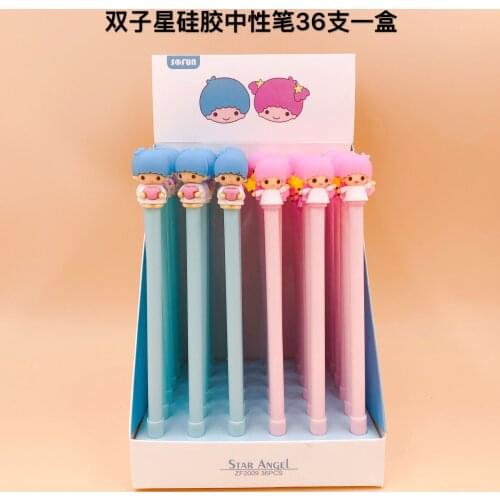 36pcs Gel Pens Kawai Love Twins black gel-ink Pen Student pens for writing Cute stationery office school supplies 0.5mm