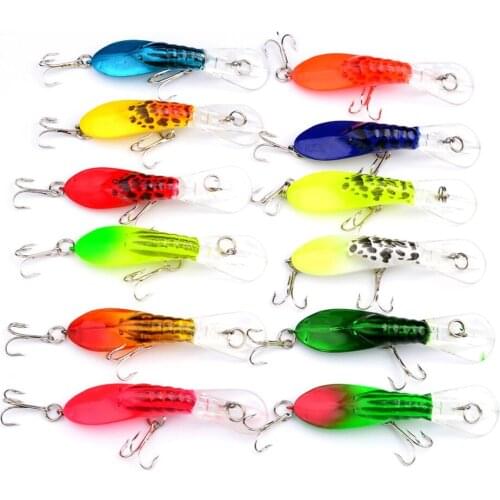 HiUmi 12 pcs Simulation shrimp Carp Fishing lure Fishing webblers 7cm 4g Hard bait Minnow iscas artificiais para pesca Crankbait