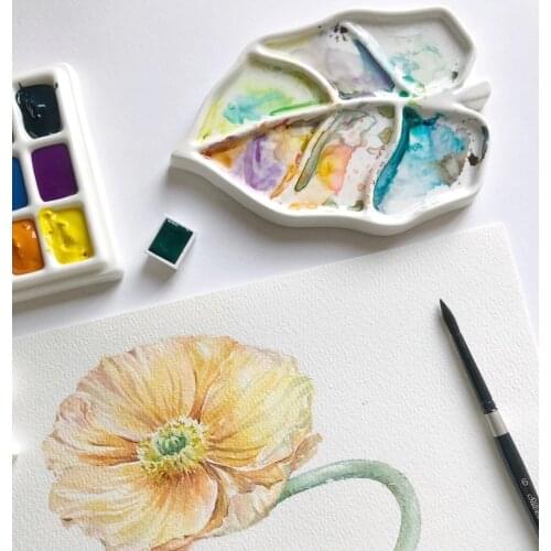 Leaf-shaped Ceramic Palette, Watercolor Palette, Easy To Clean, Artist Painting Tools, Paint Tray