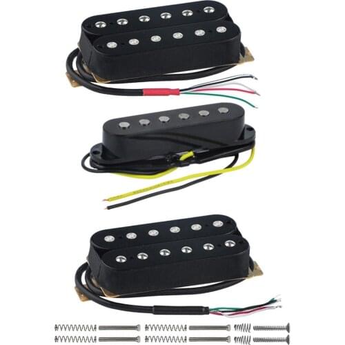 FLEOR 3pcs Ceramic Magnet Double Coil Humbucker /Single Coil/ Humbucker Guitar Pickup HSH Set for Neck/Middle/Bridge Pickups