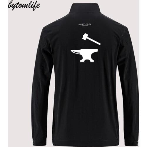 Blacksmith Anvi Hammer Forge Metal Jacket Mens Outdoor Zippered Comfortable Light Soft Fashion Casual Back Printing Asian Size
