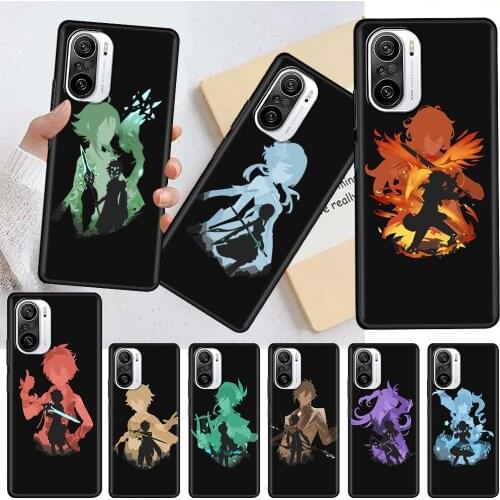 Genshin Impact Anime Funda Soft Case For Xiaomi Redmi Note 9S 9 8 9T 9C 7 8T 10 10s 9A K40 Pro Black TPU Phone Coque Capa