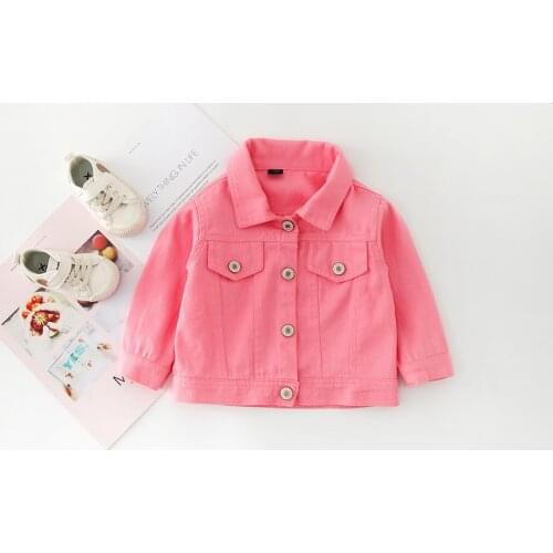 Brand New 2020 Baby Girls Boys Candy Color Denim Jacket Kids Cotton Casual Jeans Jackets Children Clothes 1-10age