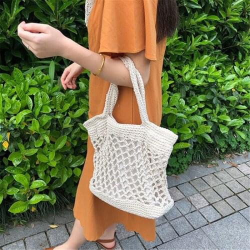Small Messenger Bag Women 2020 New Cotton Line Hand-Woven Sloping Straw Bag Ethnic Wind Tassel Summer Beach Bag Handbag